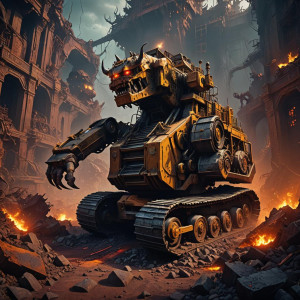 Giant demonic bulldozer in the depths of Hell.jpg