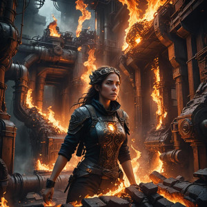 Beautiful woman inside burning furnace.jpg