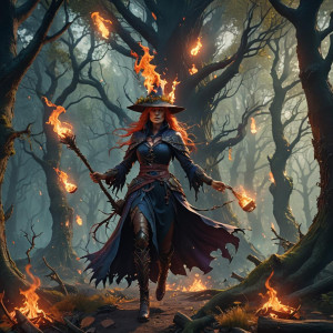 Burning witch in a magical forest.jpg