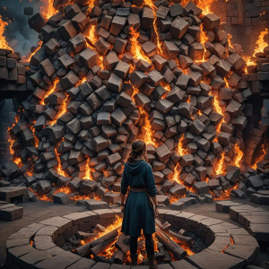 A beautiful lady inside a colossal fire pit.jpg