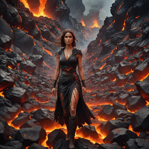 Beautiful woman inside burning volcanic lava.jpg