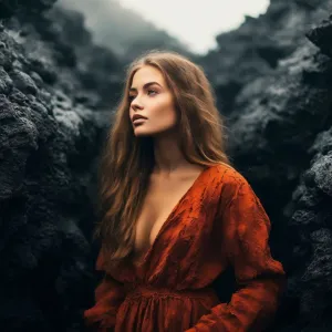 Красивая девушка внутри чёрной вулканической лавы.webp