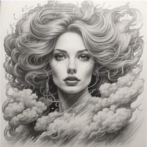 Beautiful woman inside a plasma cloud - pencil.png