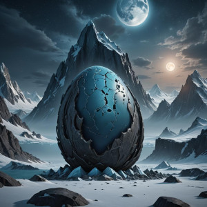 Giant demonic egg in the Arctic under full round blue moon.jpg