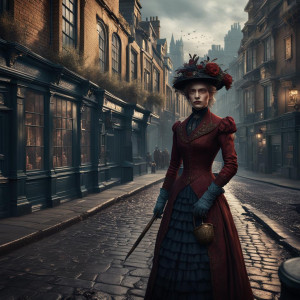 Beautiful female nihilist on a street in Victorian London - XL.jpg