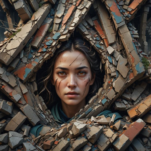 Beautiful face of a woman inside an earthquake.jpg