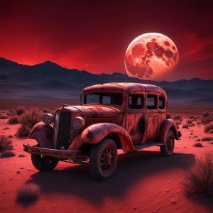 Ghost car in Nevada desert under full round blood-red moon.jpg