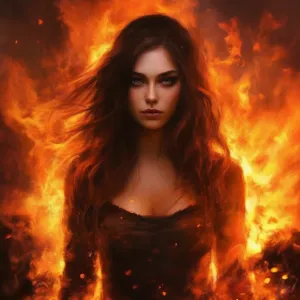 Красивая девушка в адском пламени - 1.webp