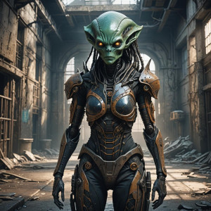 Beautiful female alien in abandoned prison.jpg