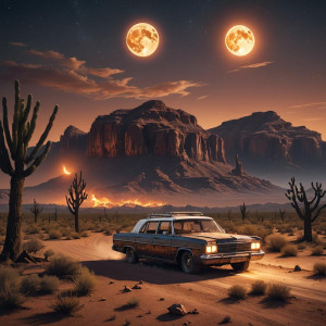 Burning ghost retro station wagon in Arizona desert.jpg