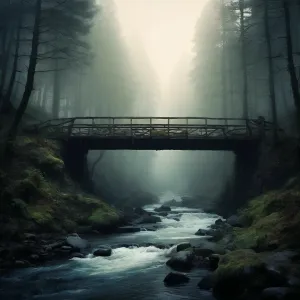 Заброшенный мостик в таинственном лесу.webp