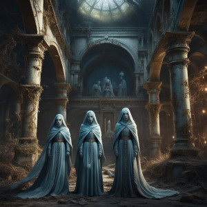 Beautiful female ghosts in abandoned monastery.jpg