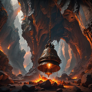 Giant fiery bell in a mountain cave.jpg