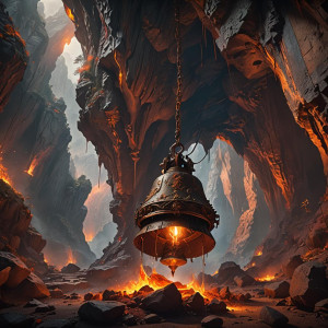 Giant fiery bell in a mountain cave.jpg
