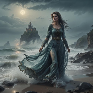 Ghost of a beautiful woman in a thick fog on sea shore.jpg