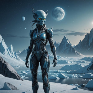 Beautiful female alien in the Arctic under full blue moon.jpg