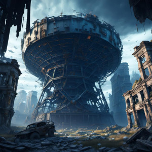 Decayed giant radar in the haunted ruins of an abandoned city - DPO.jpg