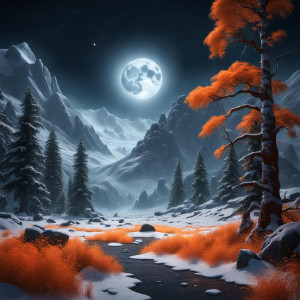 Horrendous snowstorm in Alaskan wilderness under full orange moon - CCXL.jpg