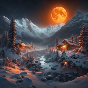 Horrendous snowstorm in Alaskan wilderness under full orange moon - XL.jpg