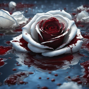Beautiful white rose in a pool of blood - XL.jpg