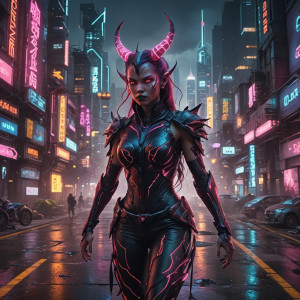 Neon demoness in a futuristic city.jpg
