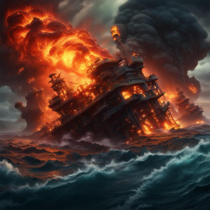 Burning giant oil platform in Devil's Sea.jpg