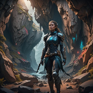 Beautiful ultraterrestrial female in the mountain cave.jpg