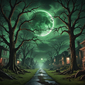 Nightmare on Elm Street under a full round green Moon.jpg