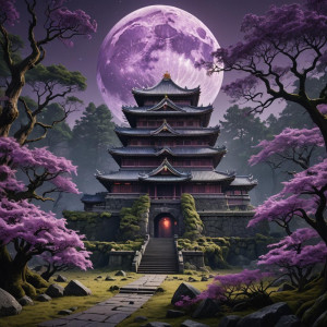 Haunted imperial palace in the Oregon forest under full round purple moon.jpg