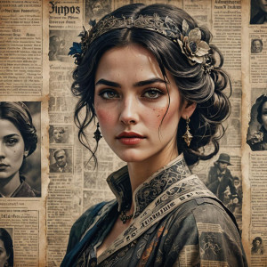 Face of a beautiful woman in old newspaper.jpg