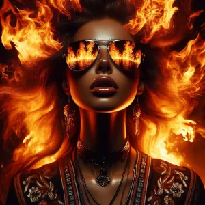 Fiery Portrait - woman in sunglasses.webp