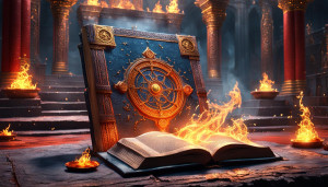 Giant fiery magical book on the altar of a temple - JXL.jpg