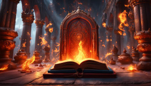 Giant fiery magical book on the altar of a temple - XL.jpg