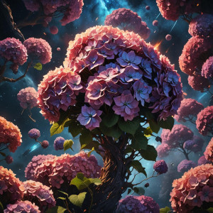 Burning giant hydrangea in deep space.jpg