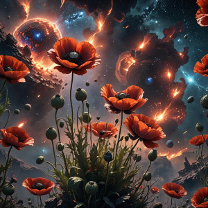 Burning giant poppy in deep space.jpg
