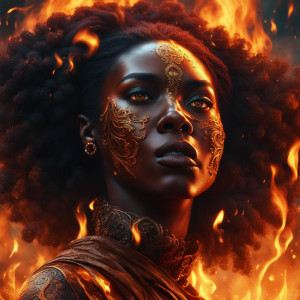 Burning face of a beautiful black woman - XL.jpg