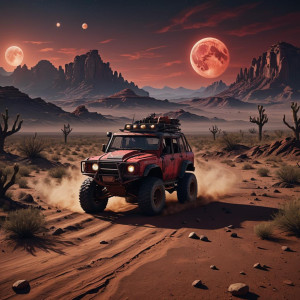 Demonic rover in Arizona desert under full round blood-red moon.jpg