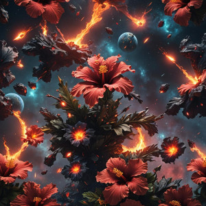 Burning giant hibiscus in deep space.jpg