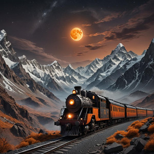 Ghost train in the Himalayas under full round orange moon.jpg