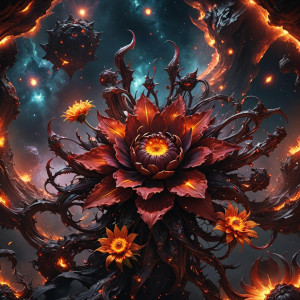 Giant demonic fiery flower in deep space.jpg