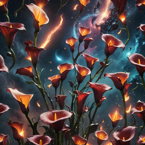 Burning giant calla lily in deep space.jpg