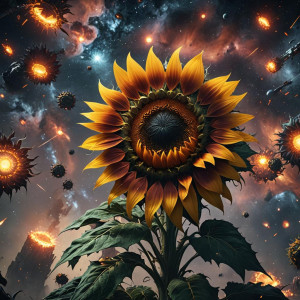 Burning giant sunflower in deep space.jpg