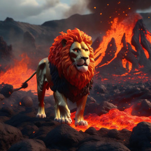 Fiery lion in lava field - XL.jpg