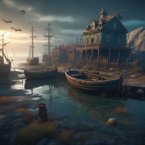 Abandoned haunted harbour in ghost city on sea shore -  XL.jpg