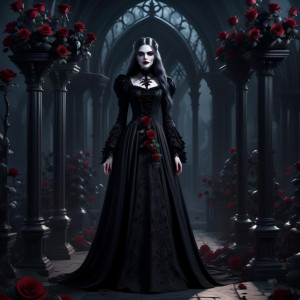 Beautiful Gothic vampire lady in long black dress - JXL.jpg