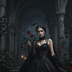 Beautiful Gothic vampire lady in long black dress -RVXL.jpg