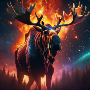 Burning head of giant moose in deep space.jpg