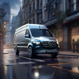 Silver Mercedes van on the street of a modern city.jpg