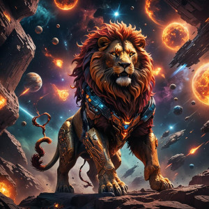 Fiery cyber lion in deep space.jpg