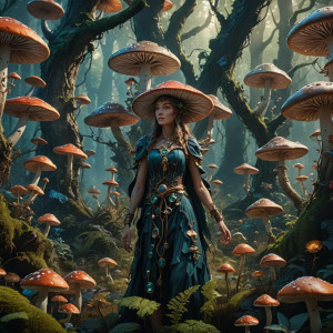 Beautiful mushroom woman in a magical forest.jpg